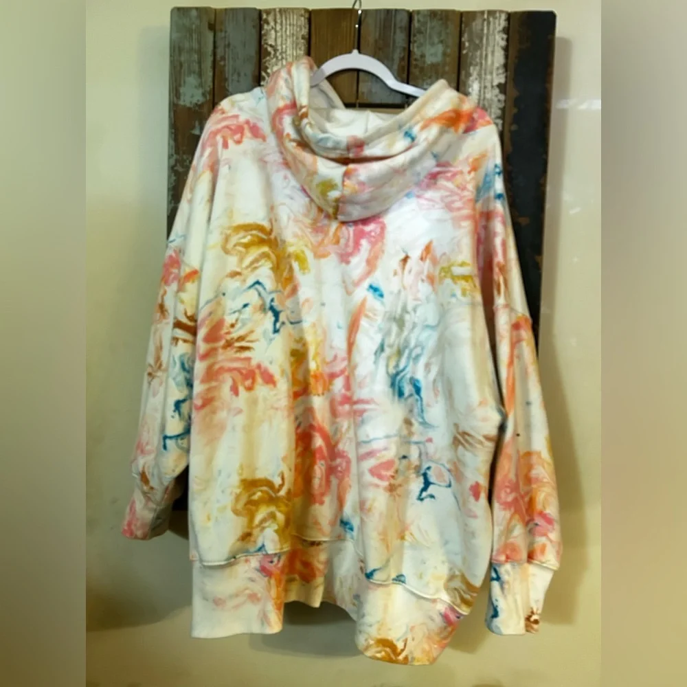 Free People Pastel Tie-Dye Hooded Swim Coverup in Pink, Blue, Cream